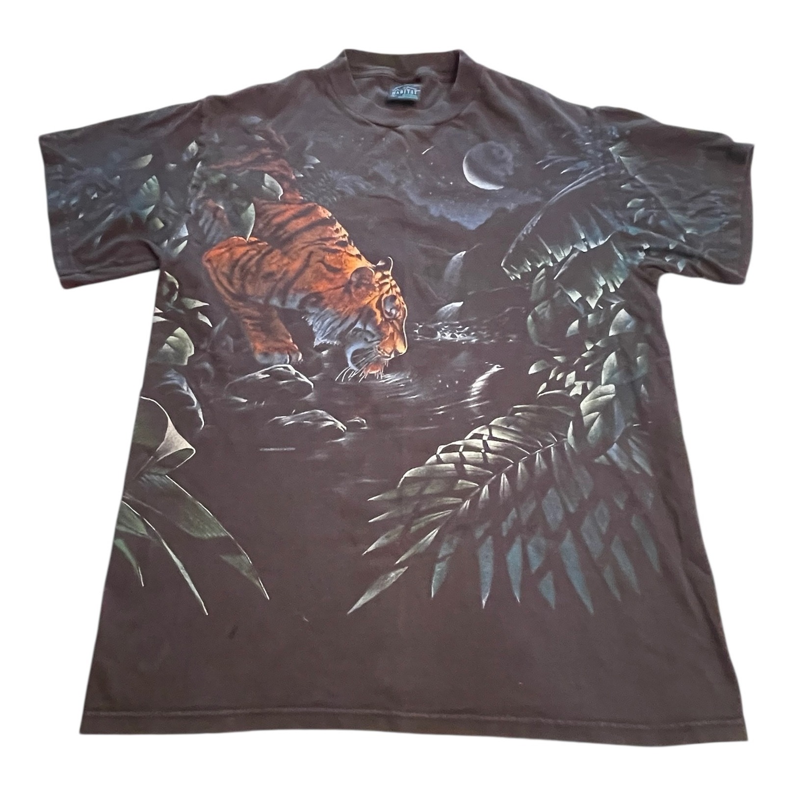 Flaw Vintage Habitat Daytona Beach Tiger Graphic Tshirt Streetwear Large Nature